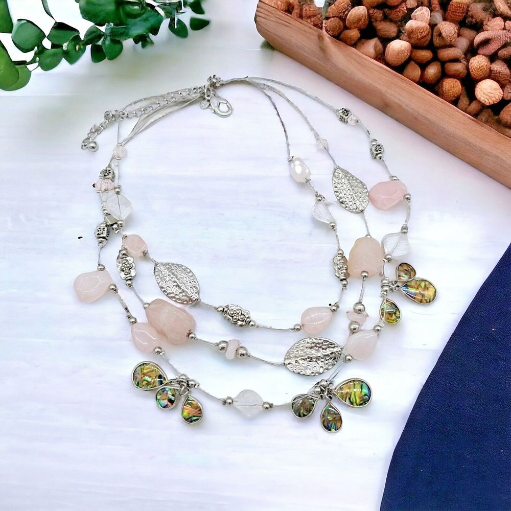 Chico's Statement Necklace Multi Layer Abalone St… - image 6